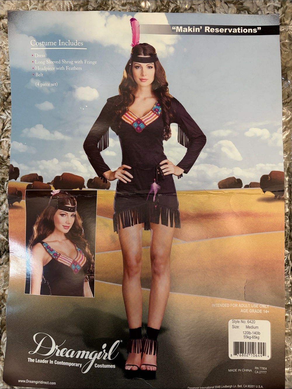 Women’s Native American Halloween costume -Multicolor Beaded Accents Size Medium